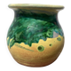 Cache pot vernissé vert et jaune Poterie de Saint Uze début XXe