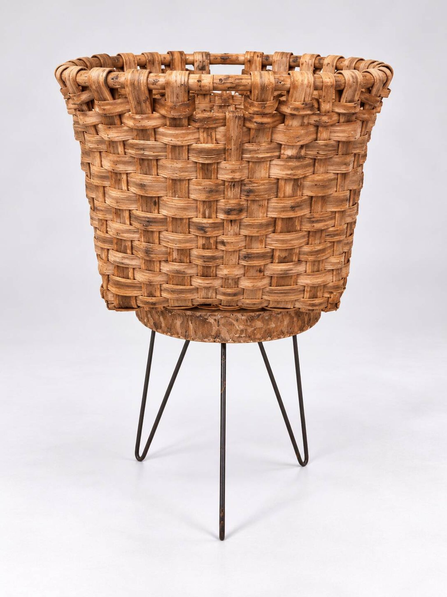 Large antique woven wooden basket – Artisan basketry
