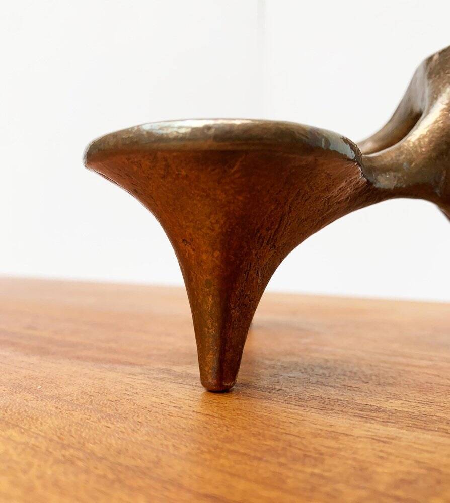 Vintage German brutalist metal candlestick by Harjes.