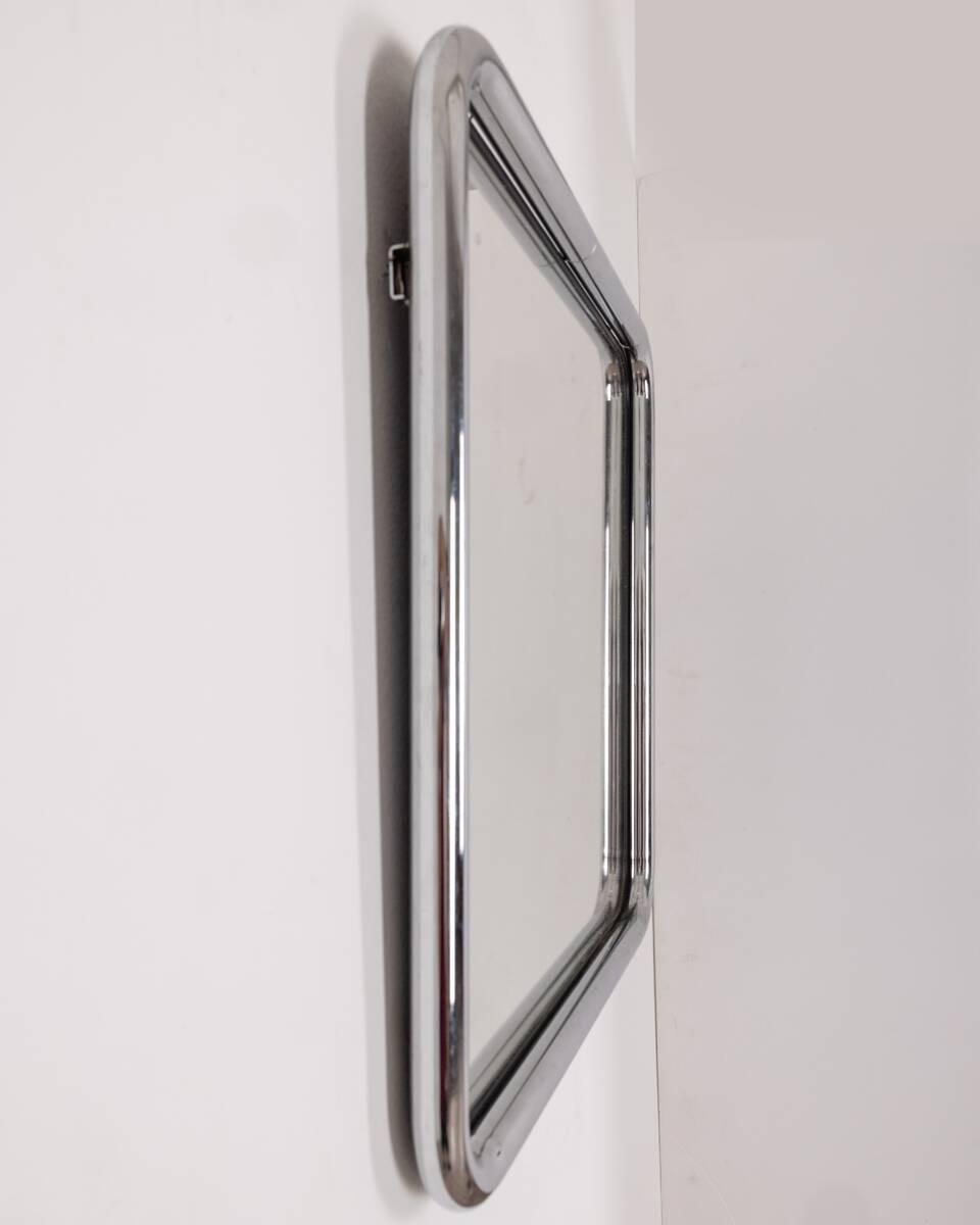 Vintage 60's wall mirror in chrome metal italian design