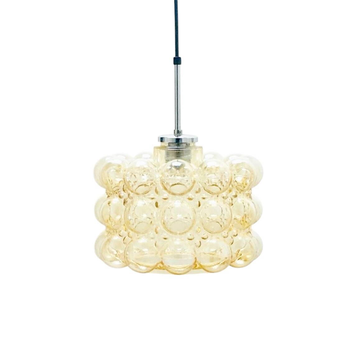 Mid-Century Amber Bubble Glass Ceiling Light by Helena Tynell for Limburg, Germany, 1960s