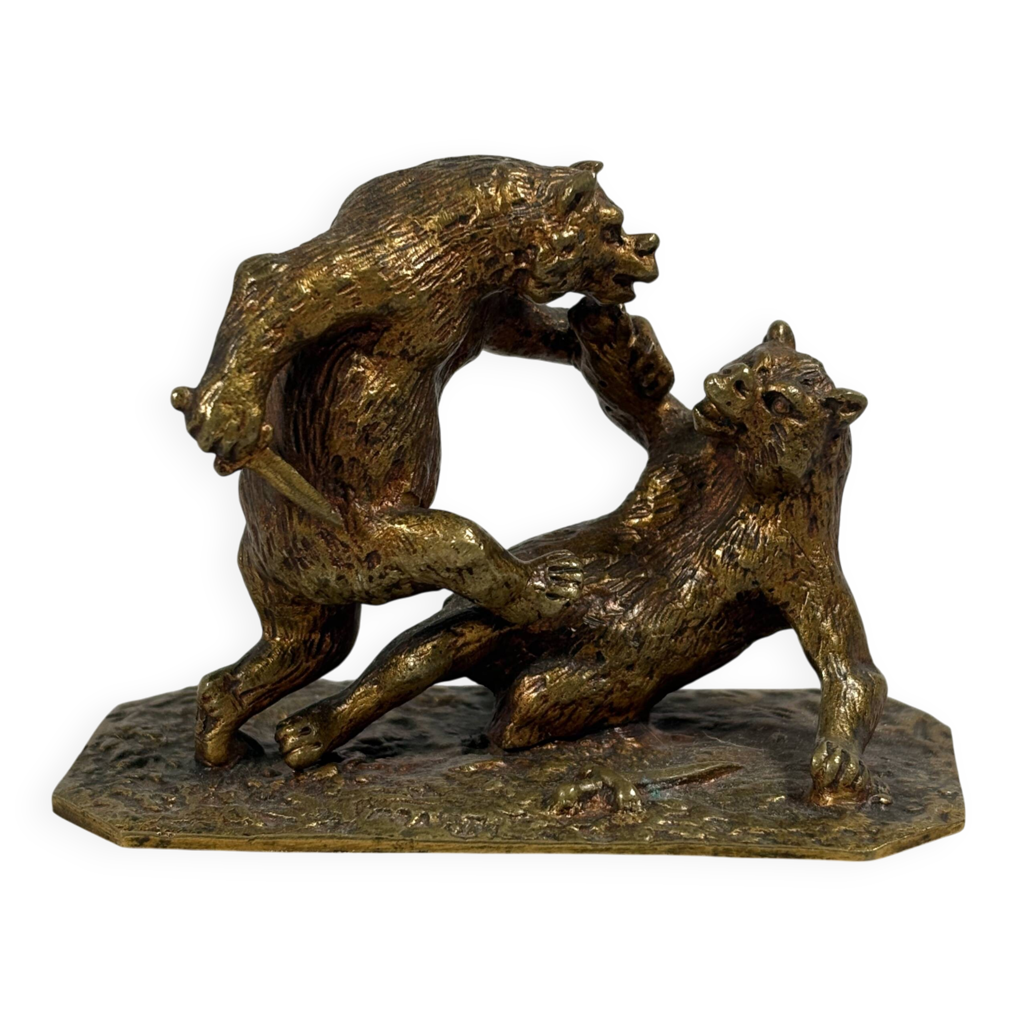 Christophe FRATIN (1801–1864) " Le combat d'ours" sculpture en bronze XIXe