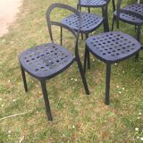 6 Reidar aluminium stackable chairs, exterior interior. 1999