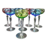 Set of 8 Roemer wine glasses in colored crystal Val Saint Lambert Mod "Saumur"