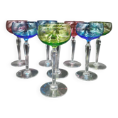 Set of 8 Roemer wine glasses in colored crystal Val Saint Lambert Mod "Saumur"