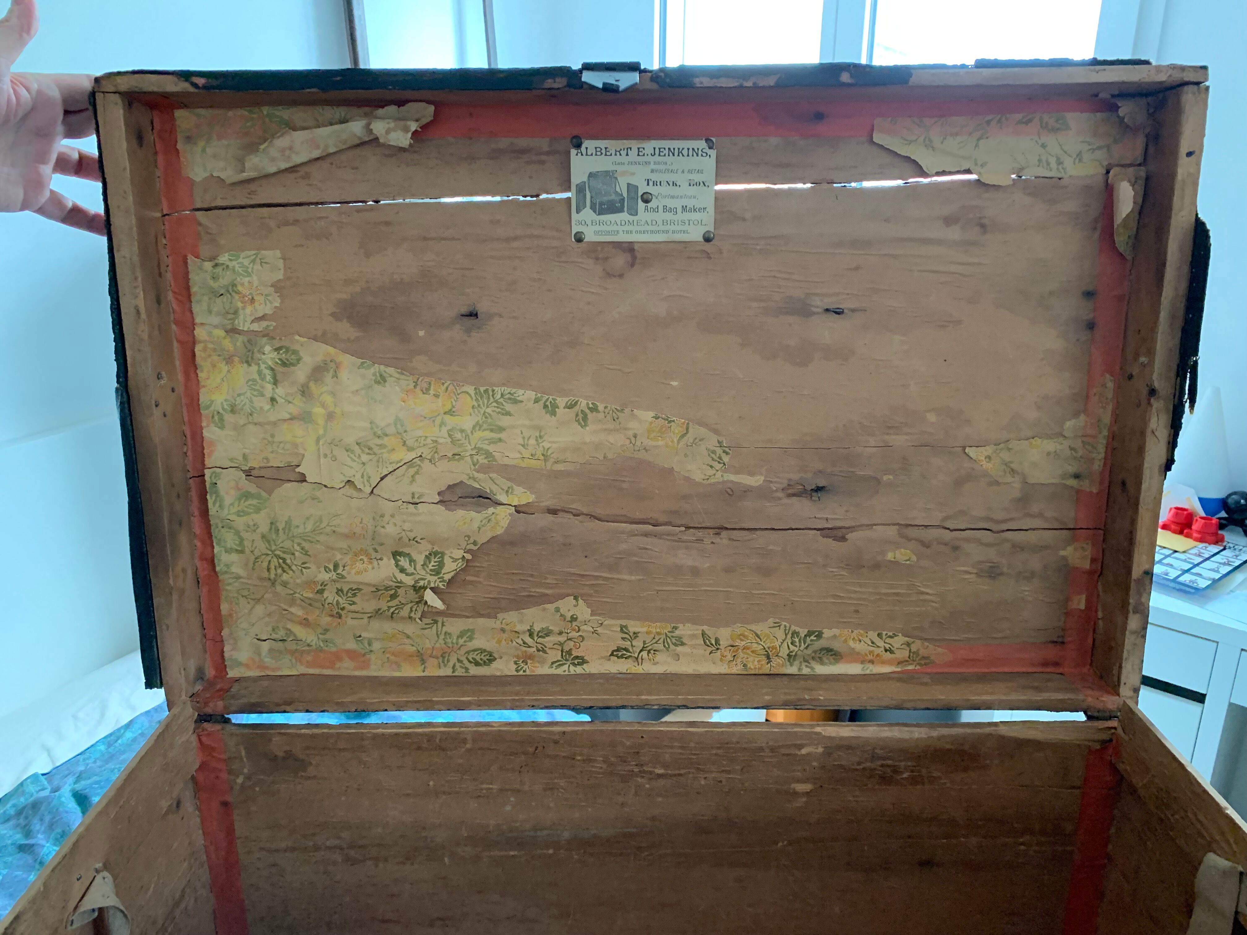 Antique painted English naval chest