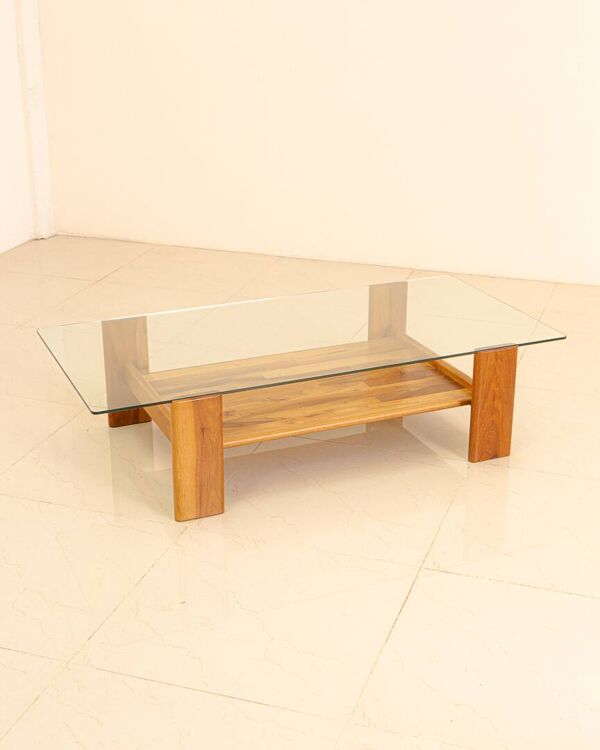 Table basse ''Sapporo'' en noyer par Mario Marenco pour Mobil Girgi 70's