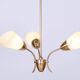 Mid-Century Chandelier in Brass and Frosted Glass, Czech, 1950s
