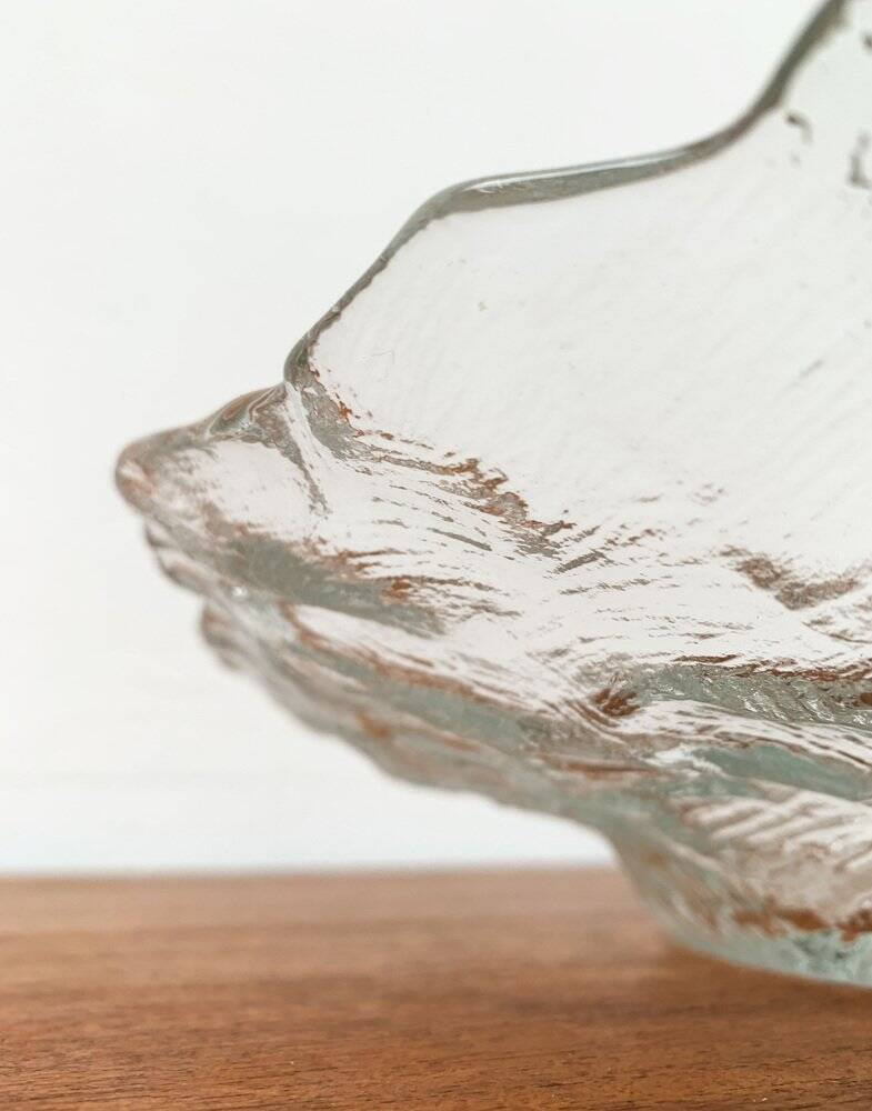 Vintage frosted glass bowl, 1970s.