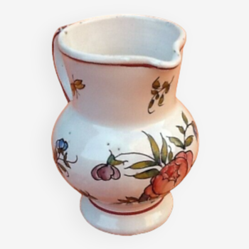 Pot à lait XIXème céramique polychrome décor floral