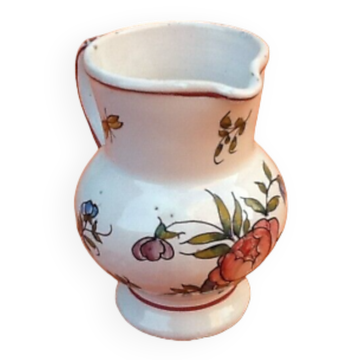 Pot à lait XIXème céramique polychrome décor floral