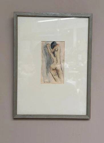 Swedish Watercolour on Paper “Nude Study” by Helge W. Högbom