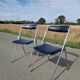 Set of 2 vintage folding chairs by the brand Souvignet.
