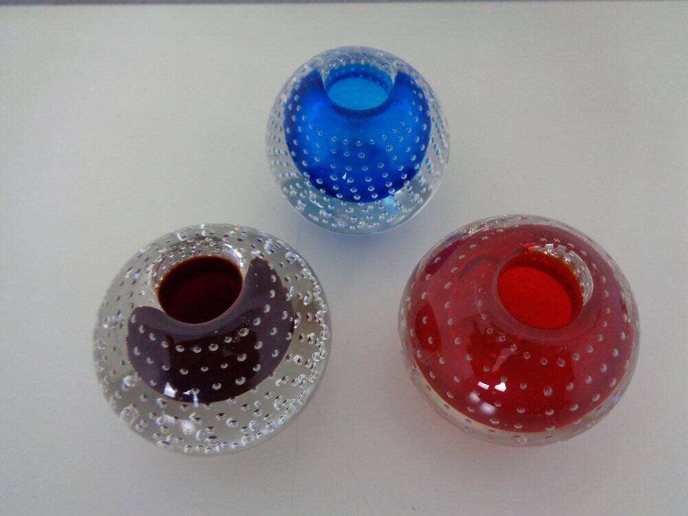 Italian candleholders in Murano glass, 1950s, set of 3.