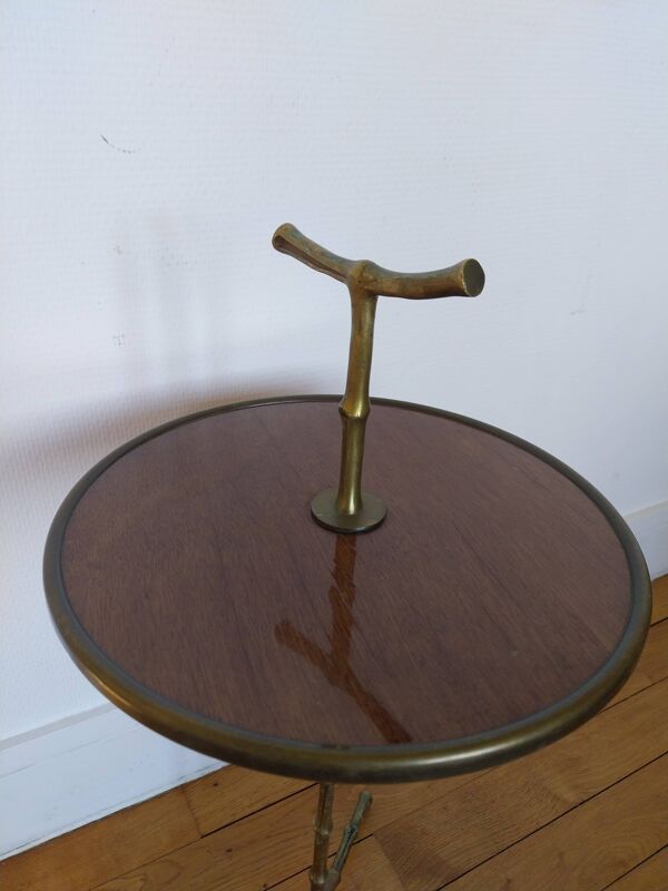Table martini Maison Baguès imitation bambou en laiton sellette guéridon