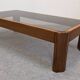 Modernist coffee table in elm and smoked glass, Italy circa 1970.