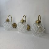LOT 3 OLD BUBBLE GLASS WALL LIGHTS vintage
