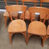 Set of 7 wooden bistro chairs