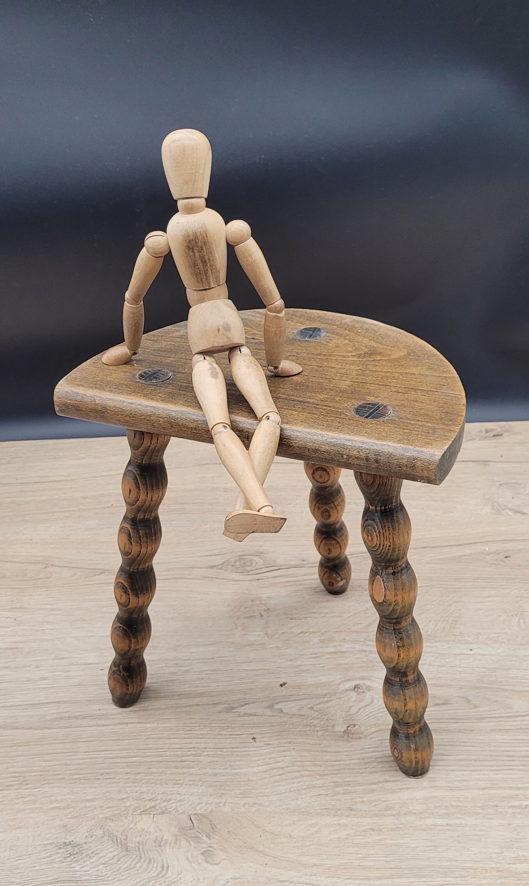 Stool tripod feet balls patina