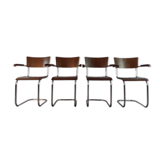 Set 4 chaises Cantilever par Mart Stam, bauhaus Tchécoslovaque 1930s
