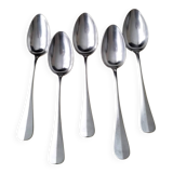 Set of 5 silver-plated metal soup spoons, Uniplat model