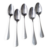 Lot de 5 cuillères à potage en Métal argenté  Modèle Uniplat