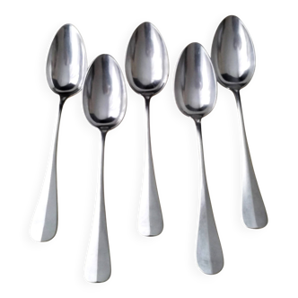 Lot de 5 cuillères à potage en Métal argenté  Modèle Uniplat
