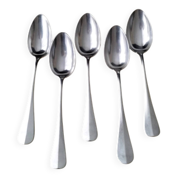 Lot de 5 cuillères à potage en Métal argenté  Modèle Uniplat
