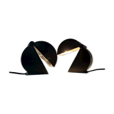 Paire de lampes Disco par Mario Bertorelle JMRDM Italie 70s noires du milieu siècle modernes