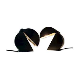 Paire de lampes Disco par Mario Bertorelle JMRDM Italie 70s noires du milieu siècle modernes