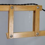 Mid-century adjustable wooden wall lamp with rattan shade, Lipta, 1970s