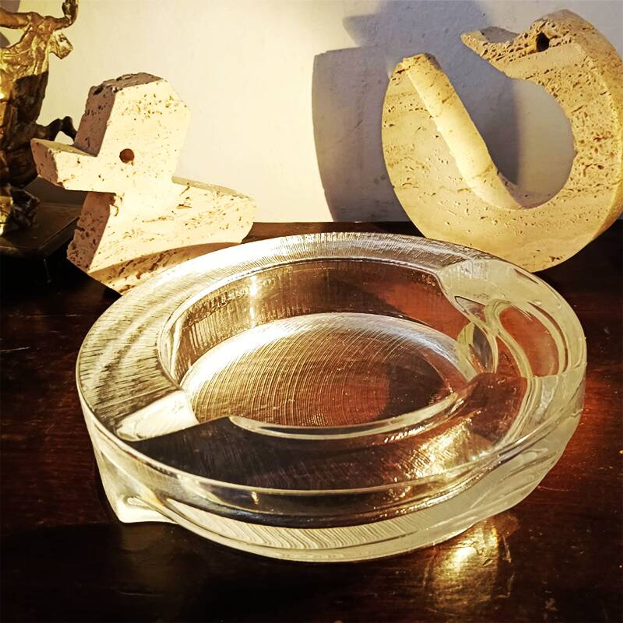 1970s Big Ashtray by Fabio Frontini for Arnolfo di Cambio in Lead Crystal,