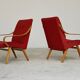 Pair of red armchairs 6953 by Jaroslav Smidek for Ton Bystrice Thonet 1960
