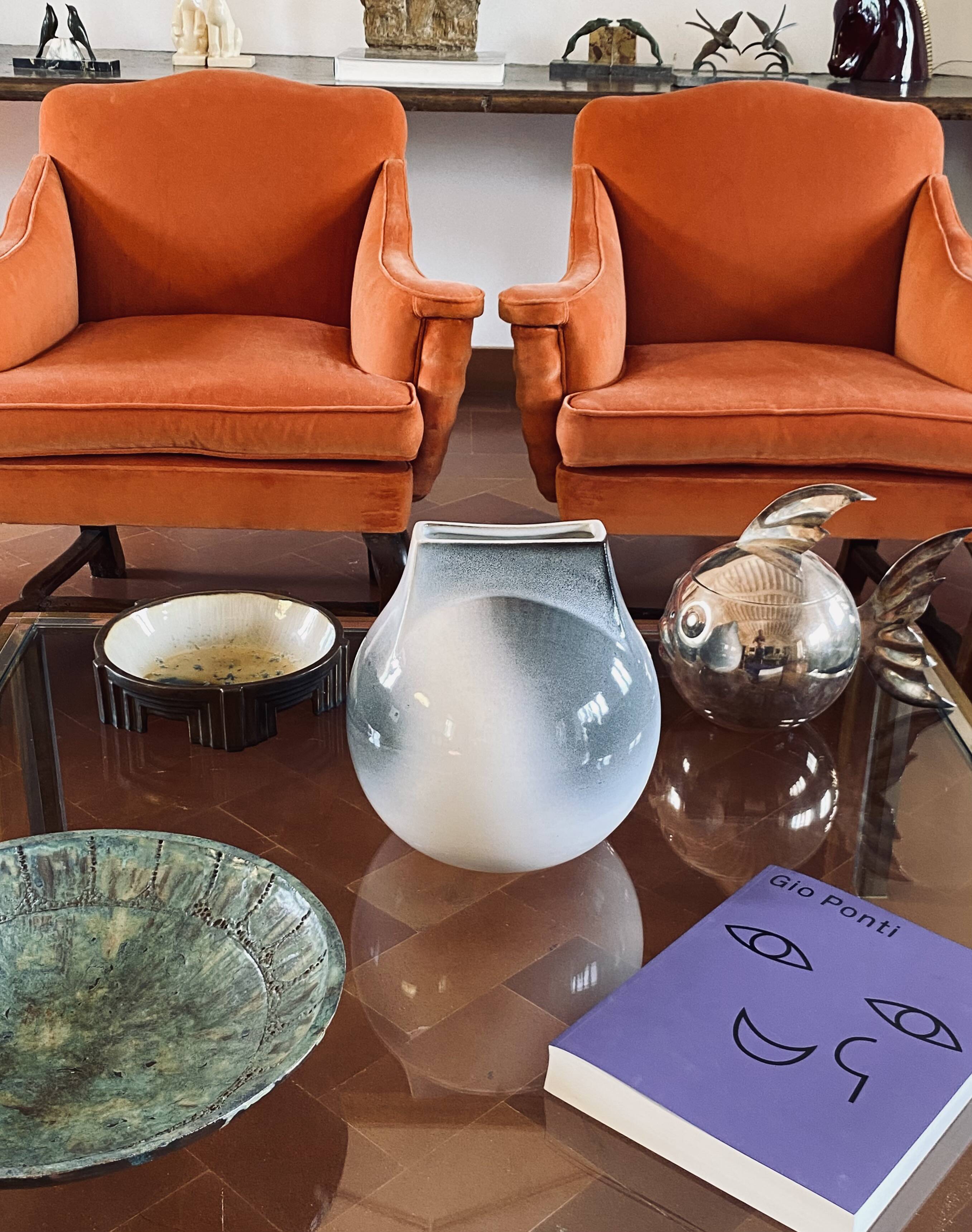 Mid-century Modern spherical gres vase, Franco Bucci Italy ca. 1970