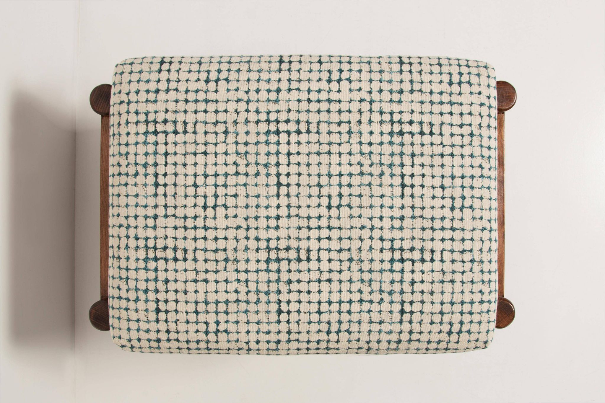Vintage white and aqua mid-century stool, Edmund Homa, 1960s