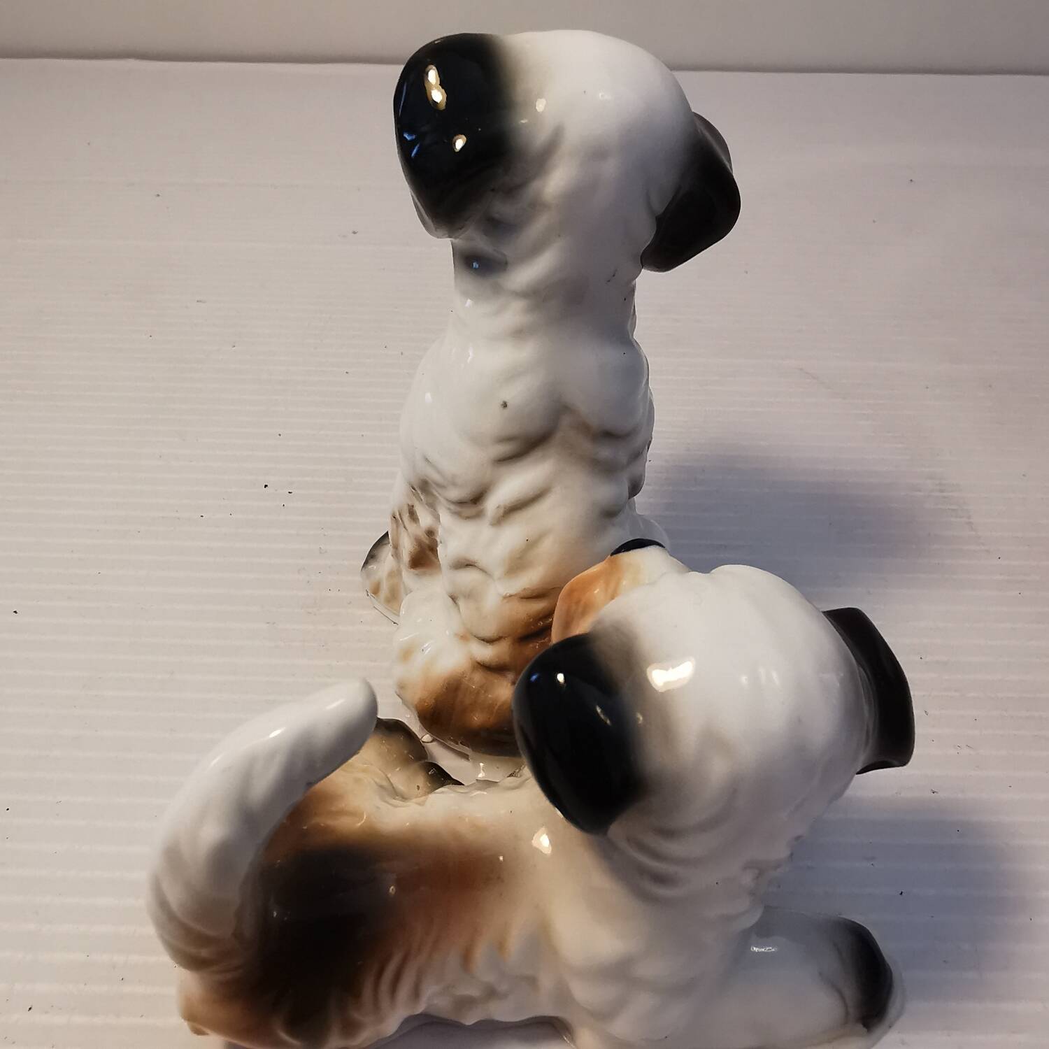 Pair of vintage ceramic terrier puppy dog figurines