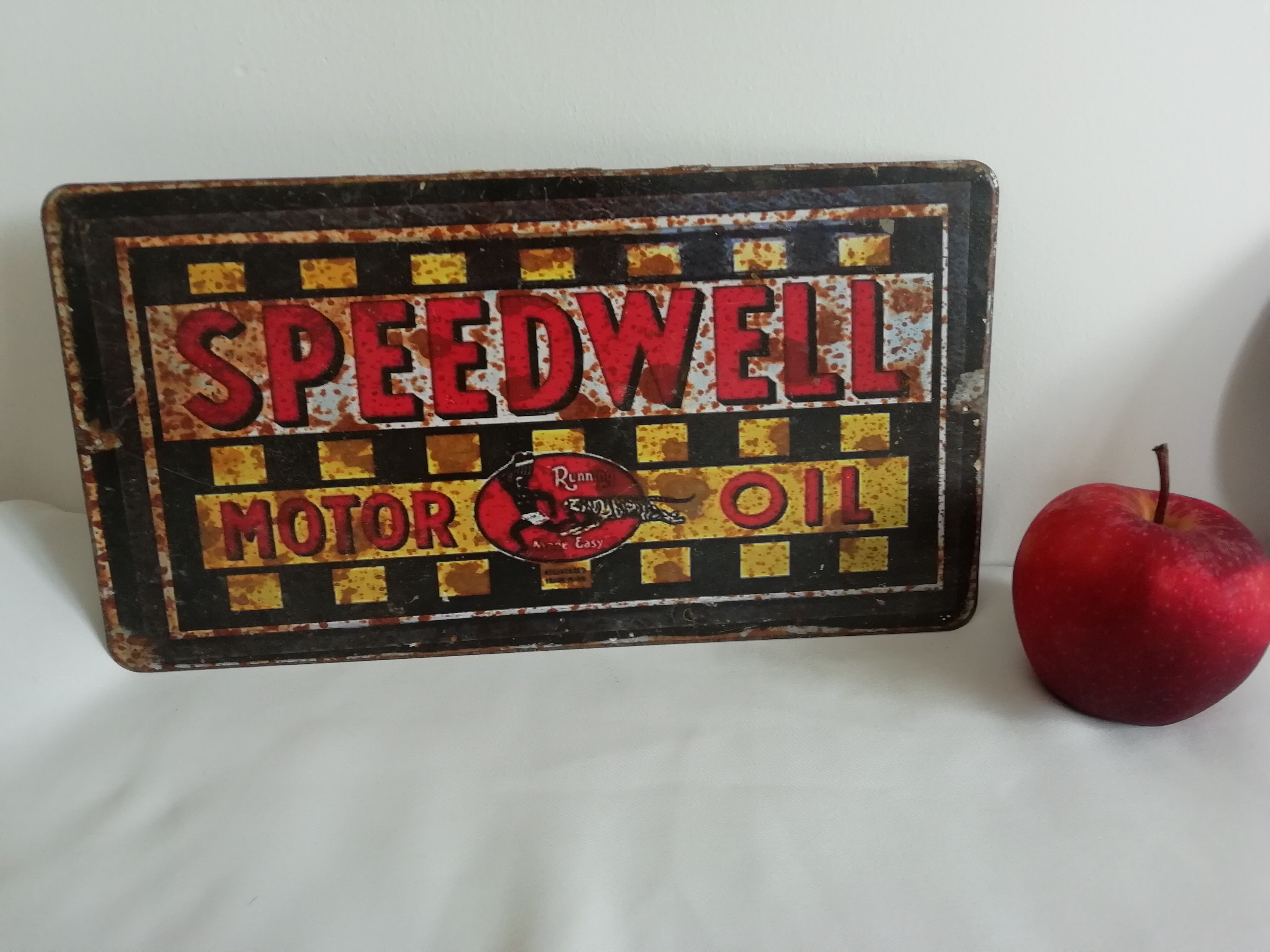 2 Vintage sheet metal plates / Harley-Davidson garage / speedwell