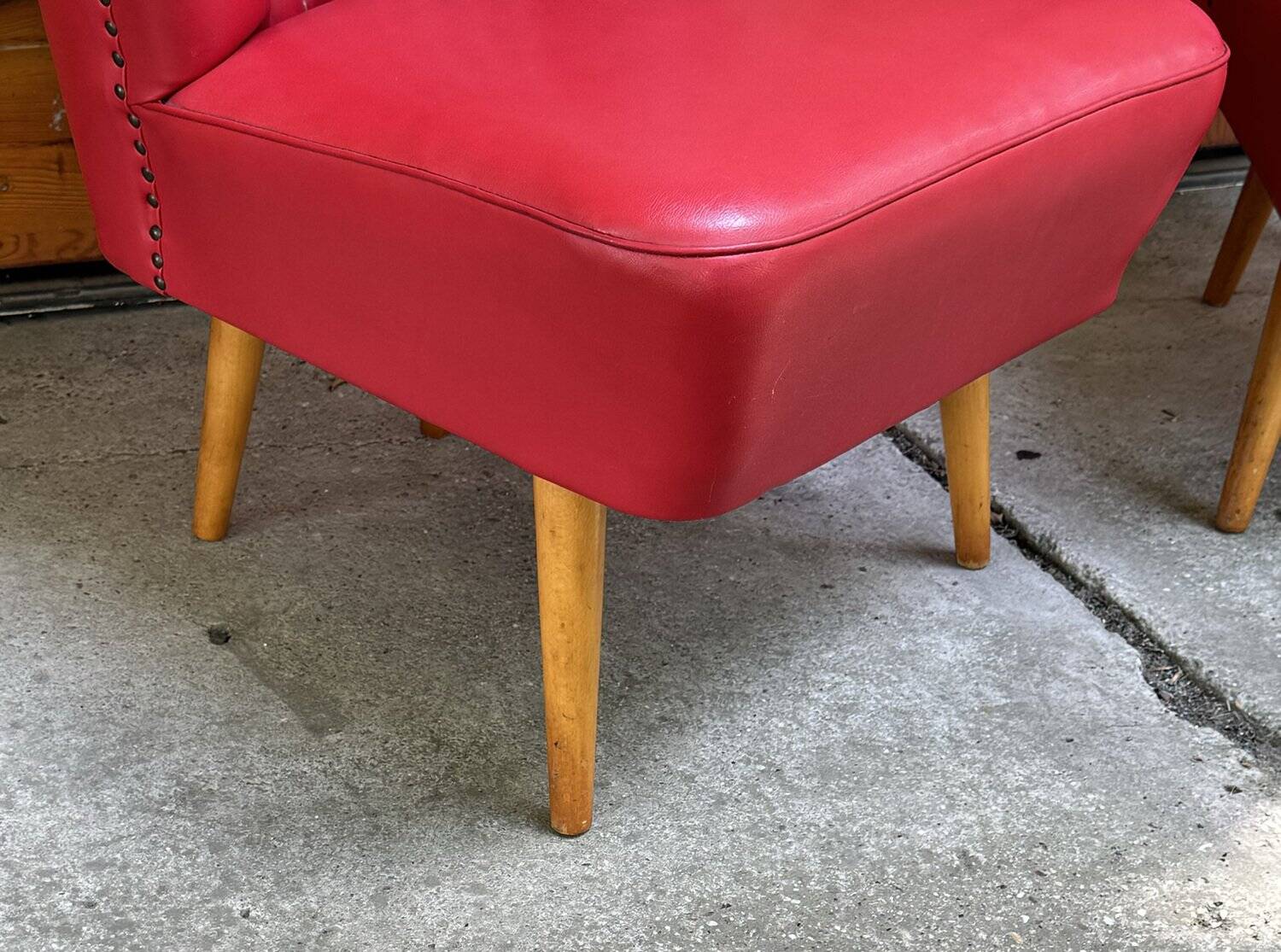 Set of mid-century sky red cocktail chairs, 1950s