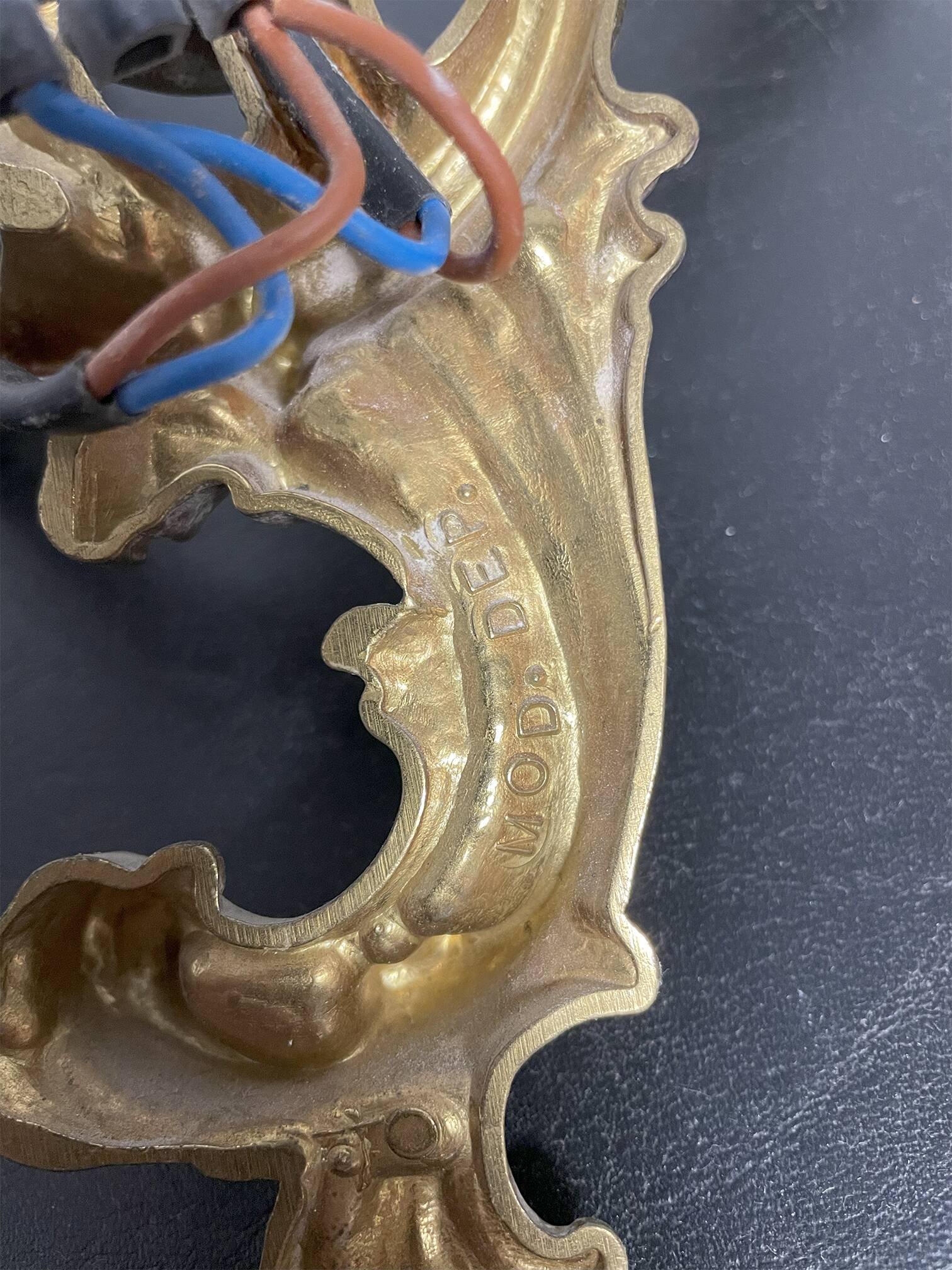 Paire d'appliques murales en bronze chandelier, style classique, Louis XV