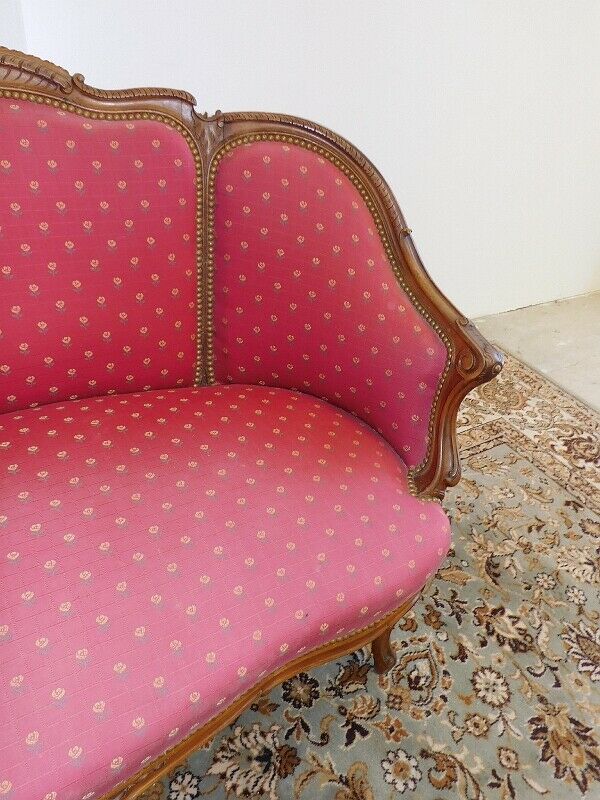 2-seater sofa bench Louis XV walnut from the 19th century