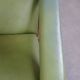 Green Cowhide Leather and Wooden Vintage Armchair