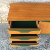 Scandinavian teak sideboard 3 drawers, 3 swing doors