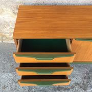 Scandinavian teak sideboard 3 drawers, 3 swing doors