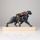 Ariadne and the Panther, Art Deco Sculpture in Wood and Brass, 1920s