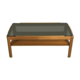 Teak coffee table and glass tray - 70s
