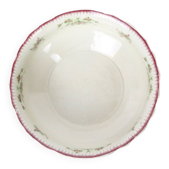 Earthenware salad bowl, Saint Amand & Hamage earthenware factory, Floreal pattern, French manufacturer