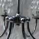 6-branched chrome chandelier & glass lampshades