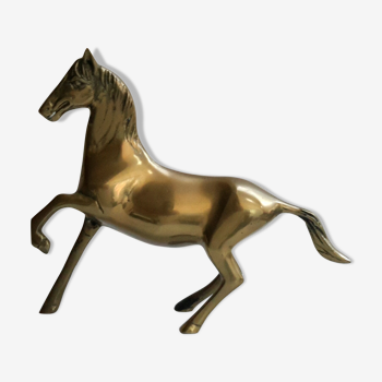 Statuette of horse in golden brass of the 70s