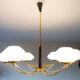 Pendant light in brass and opaline 50s