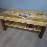 Rectangular raw wood coffee table